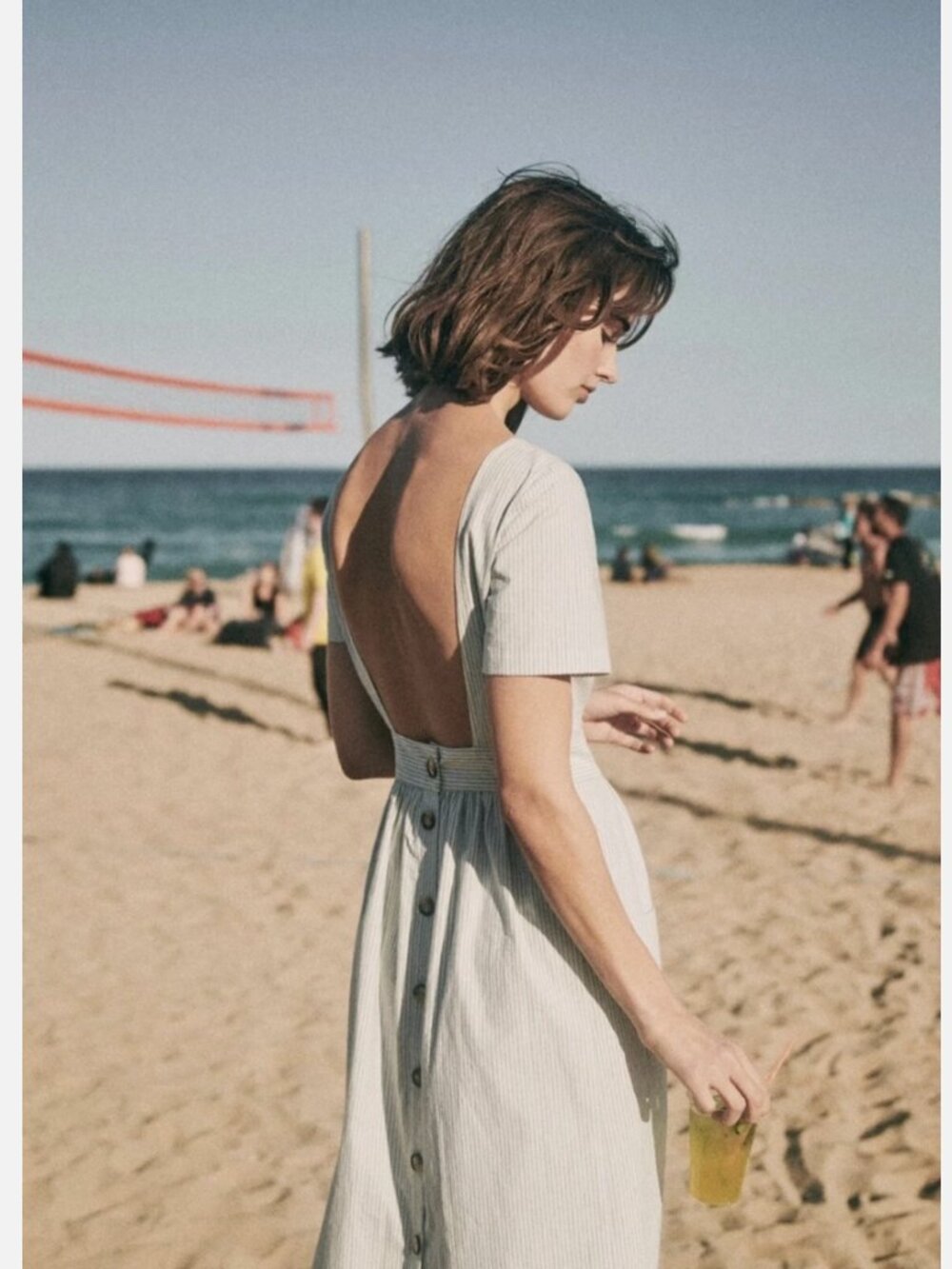 Sezane Odalie Dress - Blue Ecru Stripe
